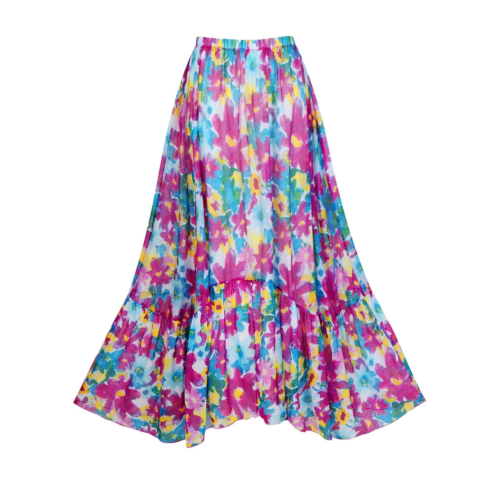 Siamese Conservative Swimsuit Printing Hollow Out Cutout Mesh Wrap Skirt Set Swimsuit Bella Mia